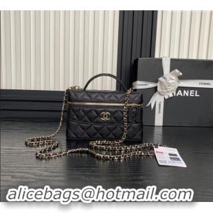 Promotional Chanel Grained Calfskin Long Vanity Case bag with Chain AP4407 Black 2024