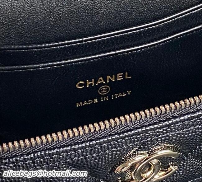 Promotional Chanel Grained Calfskin Long Vanity Case bag with Chain AP4407 Black 2024