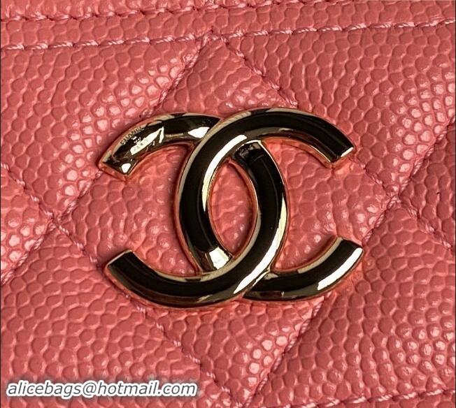 Good Taste Chanel Grained Calfskin Long Vanity Case bag with Chain AP4407 Pink 2024