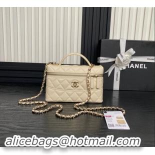 New Design Chanel Grained Calfskin Long Vanity Case bag with Chain AP4407 Light Beige 2024