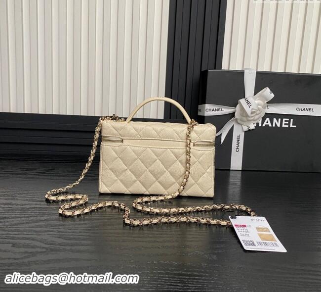 New Design Chanel Grained Calfskin Long Vanity Case bag with Chain AP4407 Light Beige 2024