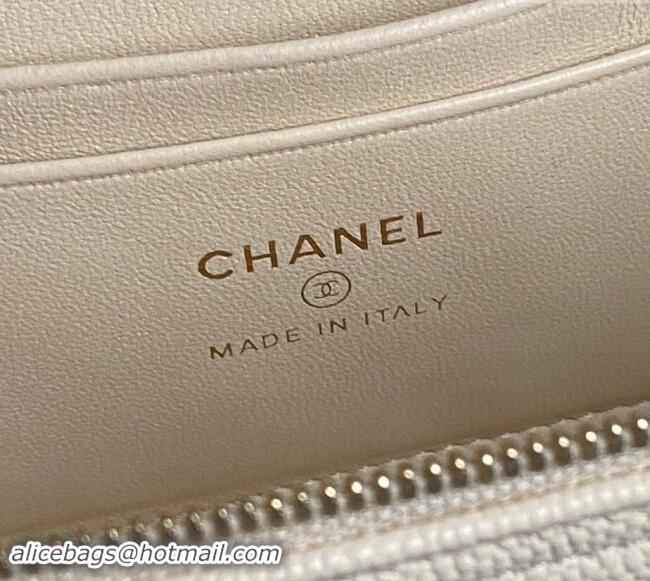 New Design Chanel Grained Calfskin Long Vanity Case bag with Chain AP4407 Light Beige 2024