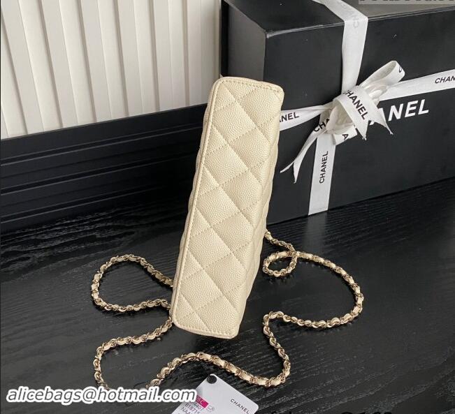 New Design Chanel Grained Calfskin Long Vanity Case bag with Chain AP4407 Light Beige 2024