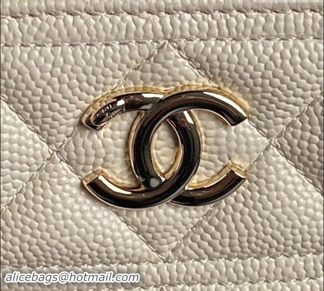 New Design Chanel Grained Calfskin Long Vanity Case bag with Chain AP4407 Light Beige 2024