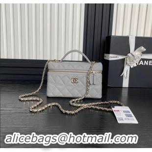 Hot Style Chanel Grained Calfskin Long Vanity Case bag with Chain AP4407 Light Grey 2024