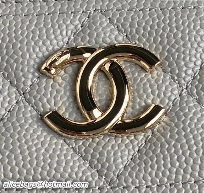 Hot Style Chanel Grained Calfskin Long Vanity Case bag with Chain AP4407 Light Grey 2024