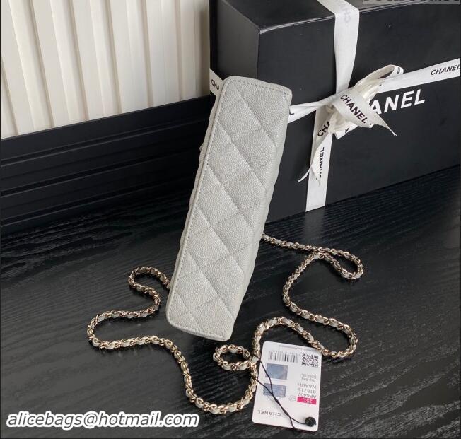 Hot Style Chanel Grained Calfskin Long Vanity Case bag with Chain AP4407 Light Grey 2024