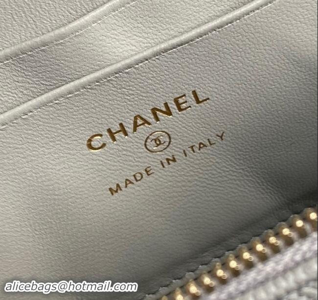 Hot Style Chanel Grained Calfskin Long Vanity Case bag with Chain AP4407 Light Grey 2024