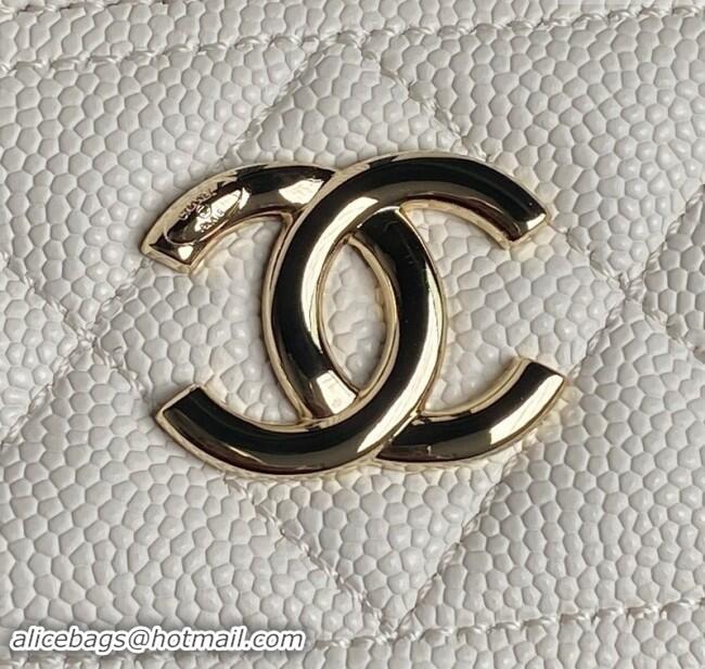 Top Grade Chanel Grained Calfskin Long Vanity Case bag with Chain AP4407 White 2024