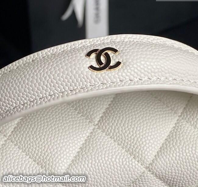 Top Grade Chanel Grained Calfskin Long Vanity Case bag with Chain AP4407 White 2024