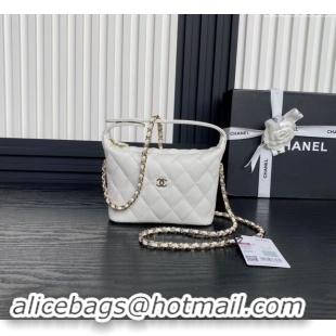 Market Sells Chanel Grained Calfskin Clutch with Chain AP4386 White 2024