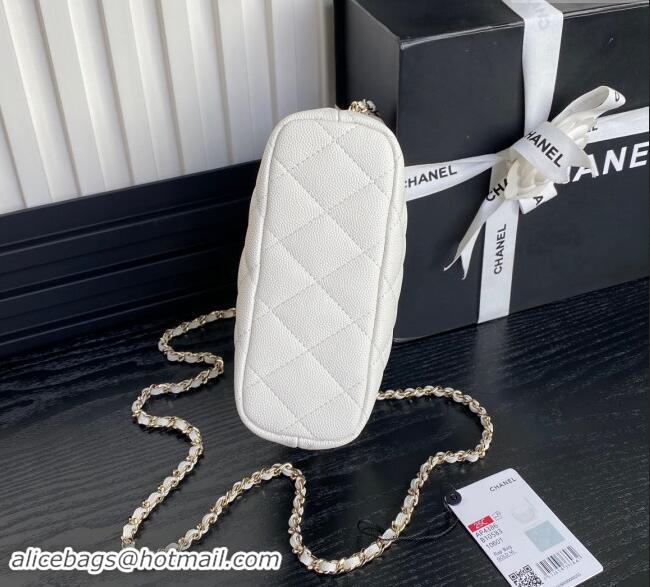 Market Sells Chanel Grained Calfskin Clutch with Chain AP4386 White 2024