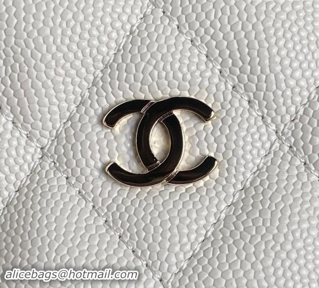 Market Sells Chanel Grained Calfskin Clutch with Chain AP4386 White 2024