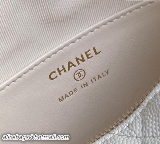 Market Sells Chanel Grained Calfskin Clutch with Chain AP4386 White 2024