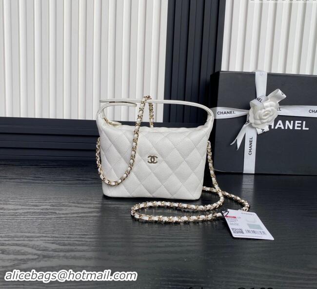 Market Sells Chanel Grained Calfskin Clutch with Chain AP4386 White 2024