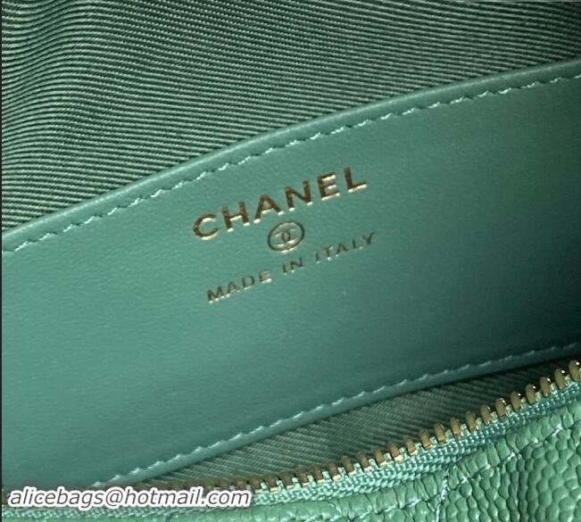 Top Design Chanel Grained Calfskin Clutch with Chain AP4386 Green 2024