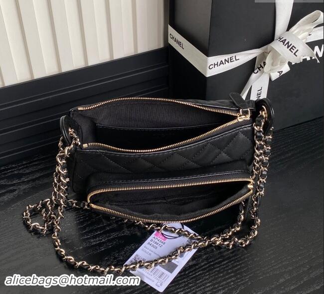 Famous Brand Chanel Shiny Crumpled Lambskin Clutch with Chain AP4348 Black 2024