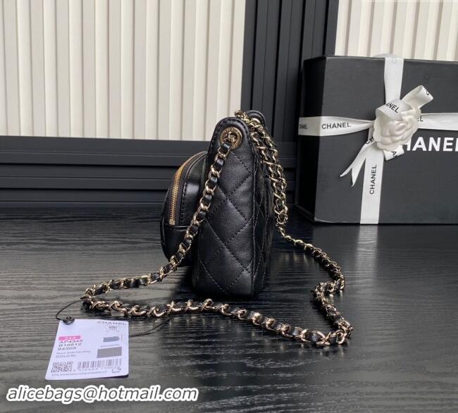 Famous Brand Chanel Shiny Crumpled Lambskin Clutch with Chain AP4348 Black 2024