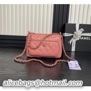 Super Quality Chanel Shiny Crumpled Lambskin Clutch with Chain AP4348 Pink 2024