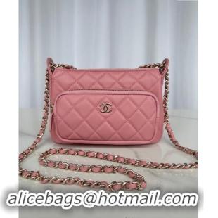 Promotional Chanel Shiny Crumpled Lambskin Clutch with Chain AP4349 Light Pink 2024