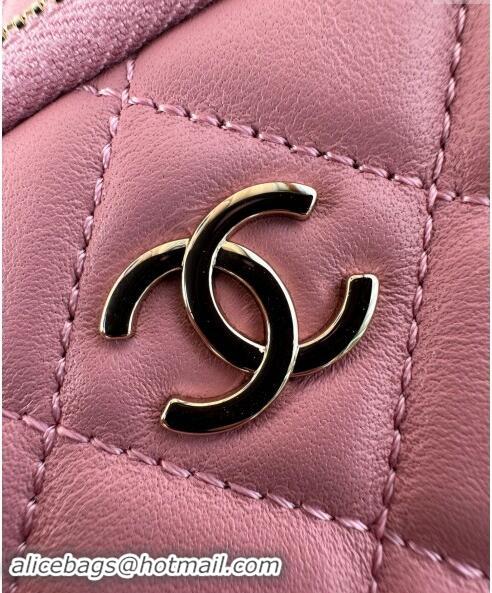 Promotional Chanel Shiny Crumpled Lambskin Clutch with Chain AP4349 Light Pink 2024