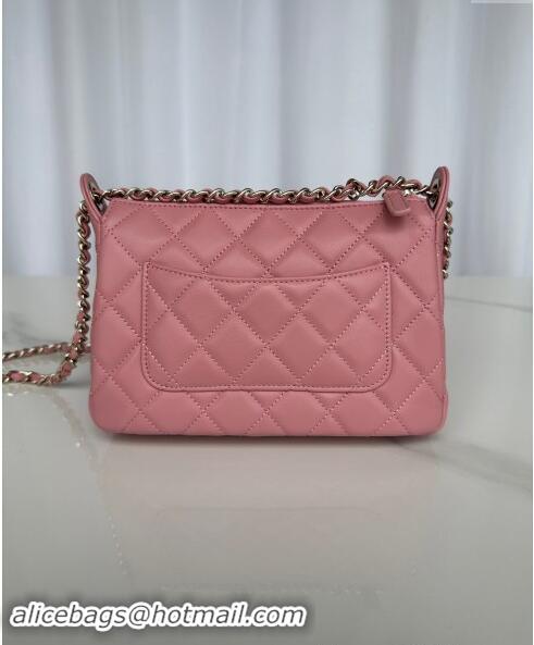 Promotional Chanel Shiny Crumpled Lambskin Clutch with Chain AP4349 Light Pink 2024