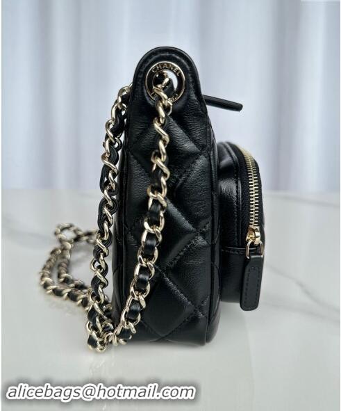 Market Sells Chanel Shiny Crumpled Lambskin Clutch with Chain AP4349 Black 2024