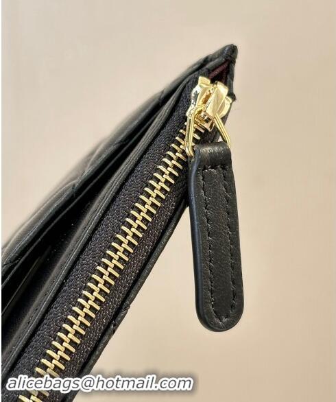 New Release Creation Chanel Lambskin Bill Holder Pouch A84107 Black/Gold 2024