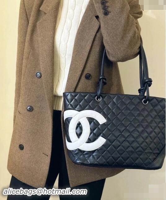 Top Grade Chanel Quilted Calfskin Shopping bag with Maxi CC A8018 Black 2024