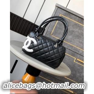 Low Price Chanel Quilted Calfskin Bowling bag with Maxi CC A6329 Black/White 2024