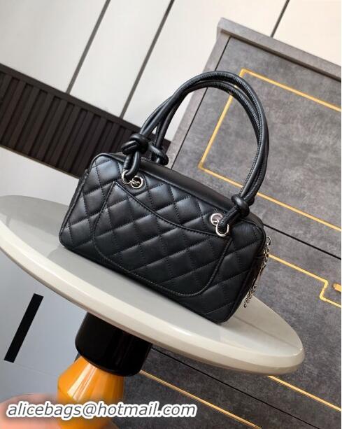 Low Price Chanel Quilted Calfskin Bowling bag with Maxi CC A6329 Black/White 2024