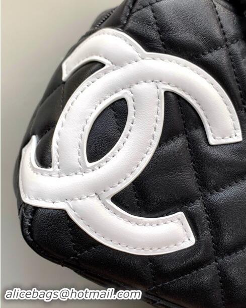 Low Price Chanel Quilted Calfskin Bowling bag with Maxi CC A6329 Black/White 2024