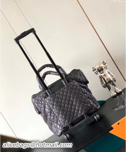 Buy Discount Chanel Quilted Nylon Luggage Travel Bag 43cm A11778 Black