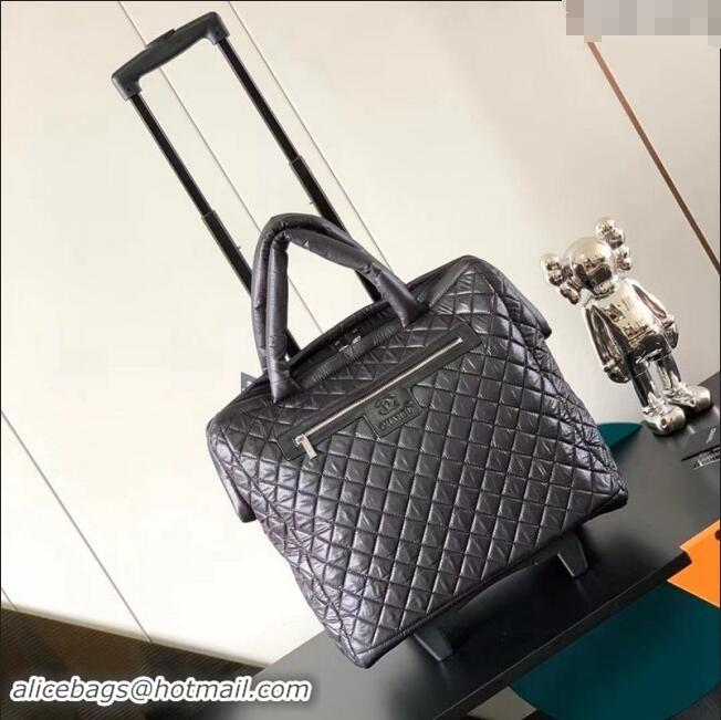 Buy Discount Chanel Quilted Nylon Luggage Travel Bag 43cm A11778 Black