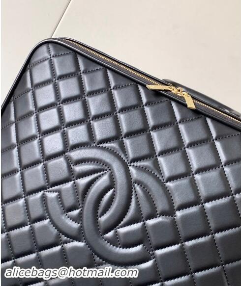 Well Crafted Chanel Quilted Leather Luggage Travel Bag A11781 Black