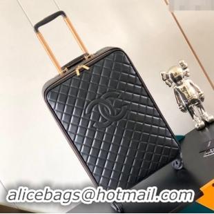 Buy Fashionable Chanel Quilted Leather Luggage Travel Bag 20 inches A11782 Black