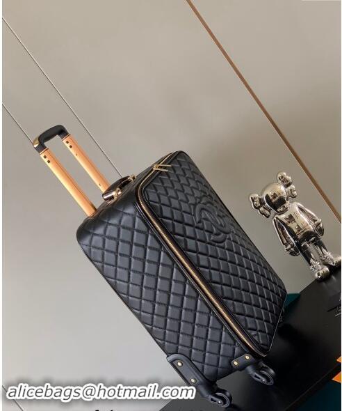 Buy Fashionable Chanel Quilted Leather Luggage Travel Bag 20 inches A11782 Black