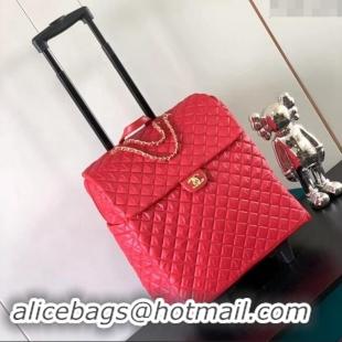 Low Cost Chanel Quilted Nylon Luggage Travel Bag A11784 Bright Red