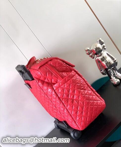 Low Cost Chanel Quilted Nylon Luggage Travel Bag A11784 Bright Red