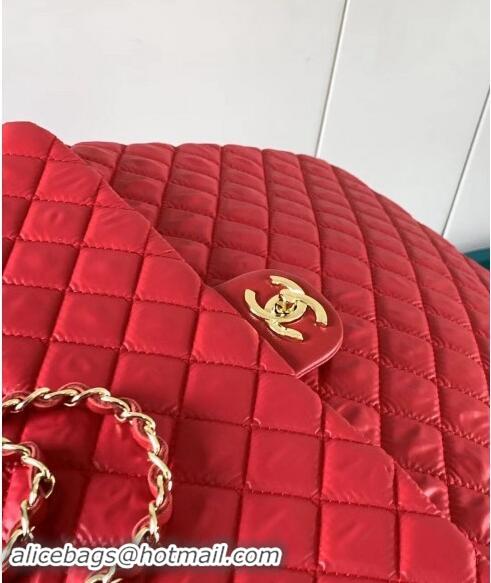 Low Cost Chanel Quilted Nylon Luggage Travel Bag A11784 Bright Red