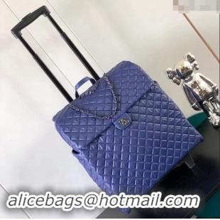 Famous Brand Chanel Quilted Nylon Luggage Travel Bag 0621 Blue