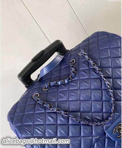 Famous Brand Chanel Quilted Nylon Luggage Travel Bag 0621 Blue