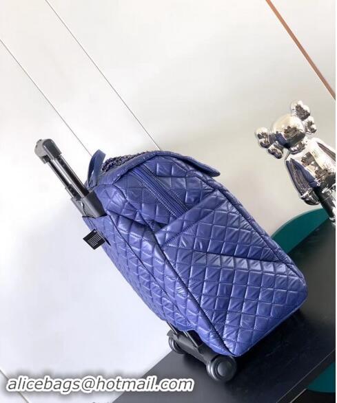 Famous Brand Chanel Quilted Nylon Luggage Travel Bag 0621 Blue