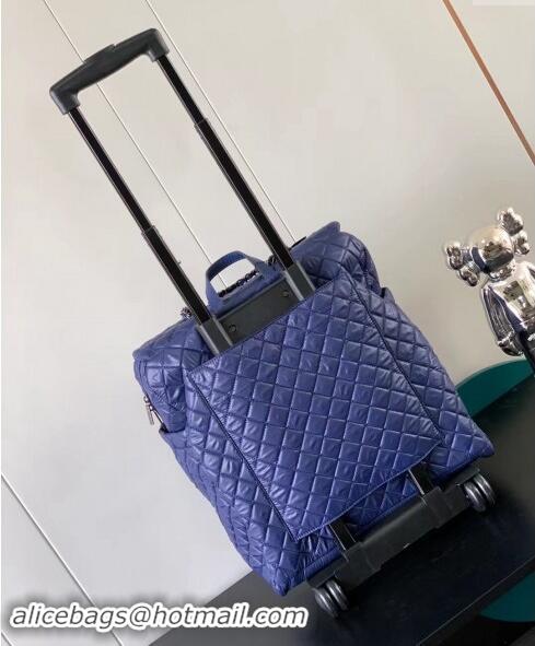 Famous Brand Chanel Quilted Nylon Luggage Travel Bag 0621 Blue