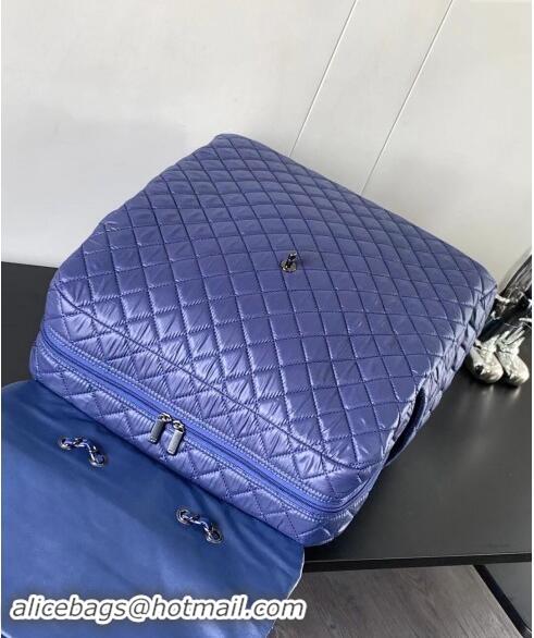 Famous Brand Chanel Quilted Nylon Luggage Travel Bag 0621 Blue