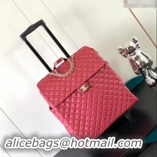 Popular Style Chanel Quilted Nylon Luggage Travel Bag 0621 Dark Red