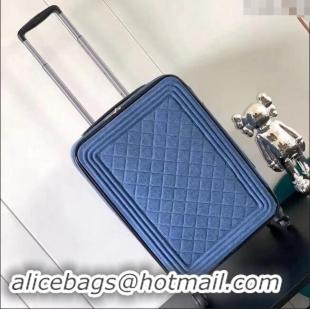 Luxurious Chanel Denim Luggage Travel Bag 20 Inches 0621 Blue