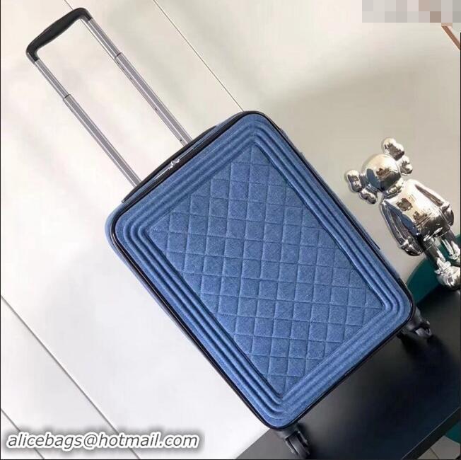 Luxurious Chanel Denim Luggage Travel Bag 20 Inches 0621 Blue