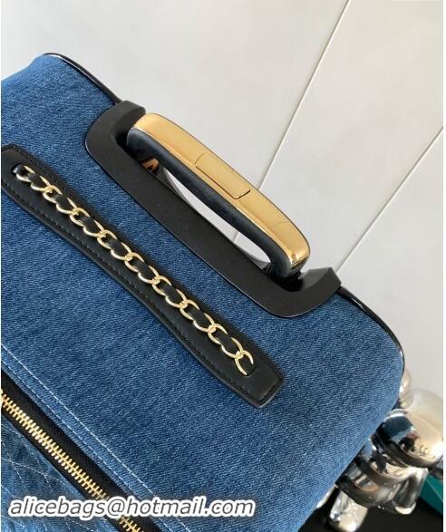 New Fashion Chanel Denim Luggage Travel Bag And Vanity Case 20 Inches A1111 Blue 2023