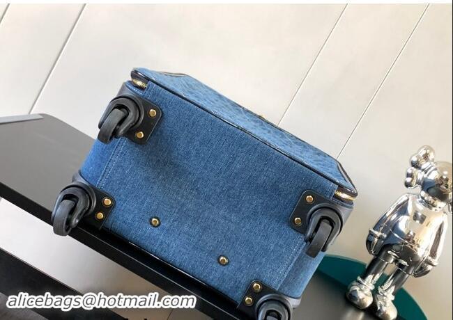 New Fashion Chanel Denim Luggage Travel Bag And Vanity Case 20 Inches A1111 Blue 2023